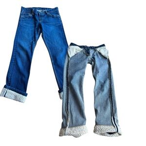 Bluewash Industry Korea Japanese Fabric Women’s Jeans Selvedge Fleece Cuff Capri